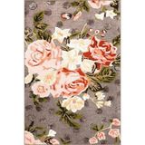 rugs modern Gri Temalı Çiçek ve Gül Desenli Kreatif Modern Dekoratif Halı 3428, 140 x 200