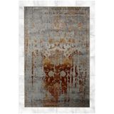 rugs modern Gri Turuncu Temalı Soyut Geleneksel Motif Desenli Vintage Dekoratif Halı 5176, mira5176-100x150
