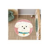 Rugs Modern Halı Alya Koleksiyonu Pastel Tonlarda Sevimli Köpek Detaylı Dokuma Taban Yuvarlak Dekoratif Halı alya95