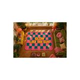 Rugs Modern Halı Aura Serisi – Glow Like The Sun Retro Pembe Yeşil Damalı Dokuma Taban Dekoratif Halı aura5