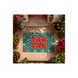 Rugs Modern Halı "Aura" Serisi - Tak Tak Yazılı Retro Çiçek Desenli Yeşil Pembe Dokuma Taban Dekoratif Halı aura17