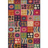 Rugs Modern Halı Geometrik Kareli Çiçekli Çok Renkli Desenli Dokuma Taban ve Dekoratif Yıkanabilir Halı miravip8531