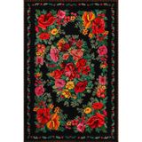 Rugs Modern Halı Karabağ Figürlü ve Floral Kırmızı Siyah Renkli Çiçek Desenli Dekoratif Halı miravip145
