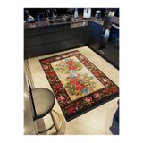Rugs Modern Halı Karabağ Serisi Koyu Tonlarda Bordür Detaylı Bej Çiçek Desenli Dokuma Taban Dekoratif Halı karabag15