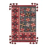 Rugs Modern Halı Mira 1146 Vişne Çürüğü Bordo Ve Mavi Renk Etnik Çiçek Tema Saçaklı Dokuma Taban Halı
