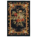 Rugs Modern Halı Mira 2123 Karabağ Desen Siyah Çiçek Temalı Dokuma Taban Halı