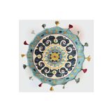 Rugs Modern Halı Mira Turkuaz Çok Renkli Püsküllü Etnik Desenli Yuvarlak Halı