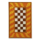 Rugs Modern Halı Mosso Retro Kareli Turuncu Dalgalı Desen Dokuma Taban Modern Dekoratif Halı Mosso131