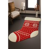 Rugs Modern Halı MOSSO Yılbaşı Temalı Kırmızı Motifli Çorap Desenli Dokuma Taban Modern Dekoratif Halı mosso1721