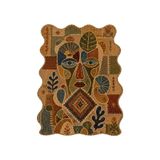 Rugs Modern Halı SDT Maske Figürlü Hasır Görünümlü Afrika Esintili Bej Halı Dokuma Taban Dekoratif Halı sdtt1527