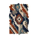 Rugs Modern Halı SDT Özel Kesim Aztek Motifli Rustik Geometrik Lacivert Dokuma Taban Dekoratif Halı sdt3004