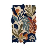 Rugs Modern Halı SDT Özel Kesim Soyut Botanik Yaprak ve Çiçek Desenli Krem Dokuma Taban Dekoratif Halı sdt3006