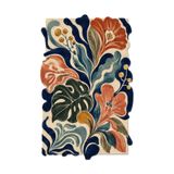 Rugs Modern Halı SDT Özel Kesim Tropikal Yaprak ve Çiçek Desenli Krem Dokuma Taban Dekoratif Halı sdt3005