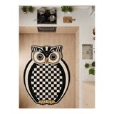 Rugs Modern Halı SDT Retro Damalı Baykuş Figürlü Siyah Krem Dokuma Taban Dekoratif Halı sdt631