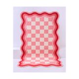 Rugs Modern Halı SDT Retro Damalı ve Dalgalı Pembe - Krem Dokuma Taban Dekoratif Halı sdt690