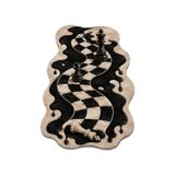 Rugs Modern Halı SDT Sanatsal İllüzyonlu Satranç Desenli Krem Tonlu Soyut Dokuma Taban Dekoratif Halı sdt1399