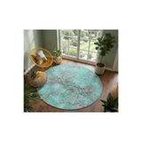 Rugs Modern Halı SDT Yuvarlak Ağaç Dalı Çiçek Desenli Turkuaz Modern Taban Dekoratif Halı sdt878