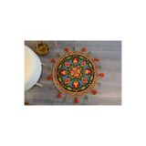 Rugs Modern Halı Suzani Etnik Çok Renkli Püsküllü Dokuma Taban Yuvarlak Dekoratif Halı 1712