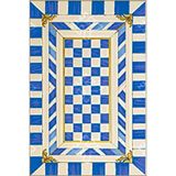 rugs modern İçe Dönük Mavi Krem Geometrik Kareli Temalı Dokuma Taban Ve Yıkanabilir Halı Myth10, 100 x 100