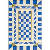 rugs modern İçe Dönük Mavi Krem Geometrik Kareli Temalı Dokuma Taban ve Yıkanabilir Halı MYTH10, 100 x 150
