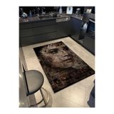 rugs modern Kahve Bej Tonlarında Yan Kadın Yüzü Desenli Dokuma Taban Yıkanabilir Halı miraface34, 140 x 200