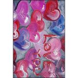 rugs modern Kalp Pembe Tonlarında Renkli Desenli Dokuma Taban Yıkanabilir Halı miravip8718, 155 x 230