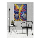 rugs modern Kanvas Tablo Animal Çift Fil Karışık Renkli Doğa Desenli Renkli Temalı Modern Tablo, 70 x 100