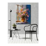rugs modern Kanvas Tablo Cam Pervazı Çiçekli Temalı Desenli Modern Tablo, 60 x 90