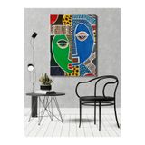 rugs modern Kanvas Tablo Çok Renkli Soyut Etnik Yüz Portre Desen, 50 x 70