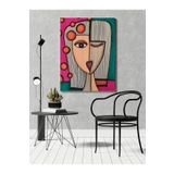 rugs modern Kanvas Tablo Çok Renkli Soyut Karikatürist Portre Desen, 60 x 90