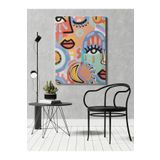 rugs modern Kanvas Tablo Çok Renkli Soyut Portre Yüz Desen, 70 x 100