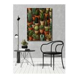rugs modern Kanvas Tablo Kahverengi Yeşil Tema Saksı Bitkileri Desen, 60 x 90