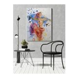 rugs modern Kanvas Tablo Sulu Boya İle Çizilmiş Kız Karışık Renkli Desenli Renkli Temalı Modern Tablo, 50 x 70