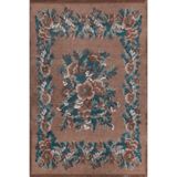 rugs modern Karabağ Bej Yeşil Çiçek Desenli Dekoratif Dokuma Taban Halı Mira 1266, 100 x 200