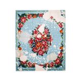 rugs modern Karabağ Desenli Buz Mavi Çiçekli Çok Renkli Dokuma Taban Halı Mira 1308, 80 x 200