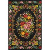 rugs modern Karabağ Figürlü Ve Floral Karışık Renkli Çiçek Desenli Dekoratif Halı Miravip144, 150 x 150