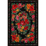 rugs modern Karabağ Figürlü ve Floral Kırmızı Siyah Renkli Çiçek Desenli Dekoratif Halı miravip145, 75 x 200