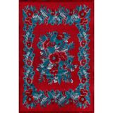 rugs modern Karabağ Kırmızı Mavi Çiçek Desenli Dekoratif Dokuma Taban Halı Mira 1261, 100 x 150