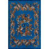 rugs modern Karabağ Taba Mavi Çiçek Desenli Dekoratif Dokuma Taban Halı Mira 1263, 80 x 200