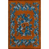 rugs modern Karabağ Taba Turkuaz Çiçek Desenli Dekoratif Dokuma Taban Halı Mira 1265, 80 x 200