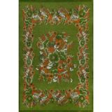 rugs modern Karabağ Yeşil Kiremit Çiçek Desenli Dekoratif Dokuma Taban Halı Mira 1267, 80 x 150