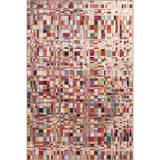 rugs modern Kareli Karışık Turuncu Tonlarında Pastel Desenli Dekoratif Halı 4075, 100 x 100