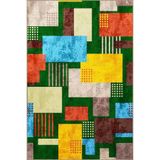 rugs modern Kareli Renkli Geometrik Diktörgen Desenli Dokuma Taban Halı 4102, 100 x 200