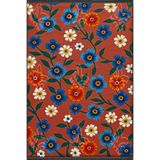 rugs modern Kırmızı Floral Botanik Desenli Dokuma Taban ve Yıkanabilir Halı MYTH47, 140 x 200