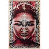 rugs modern Kırmızı Gri Temalı Etnik Soyut Kadın Portre Desenli Kreatif Modern Dekoratif Halı 2506, 80 x 200