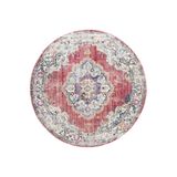 rugs modern Kırmızı Temalı Çok Renkli Geleneksel Motif Desenli Dokuma Taban Yuvarlak Dekoratif Halı 2063, 150 x 150