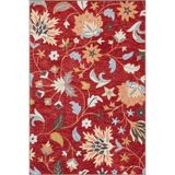 rugs modern Kırmızı Tonlarda Sarmaşık Çiçekli Pastel Boyalı Dokuma Taban Yıkanabilir Halı miravip8338, 140 x 200