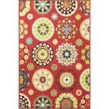 rugs modern Kırmızı Tonlarında Yıldızlı Geometrik Desenli Dekoratif Halı 4066, 100 x 100