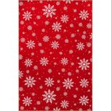 rugs modern Kırmızı Yılbaşı Temalı Kar Tanesi Desenli Kreatif Modern Dekoratif Halı 2228, 155 x 230