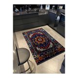 rugs modern Koyu Mavi Tonlarda Renkli Antik Tasarım Serisi Turuncu Çiçek Desenli Dekoratif Halı antik85, 70 x 120